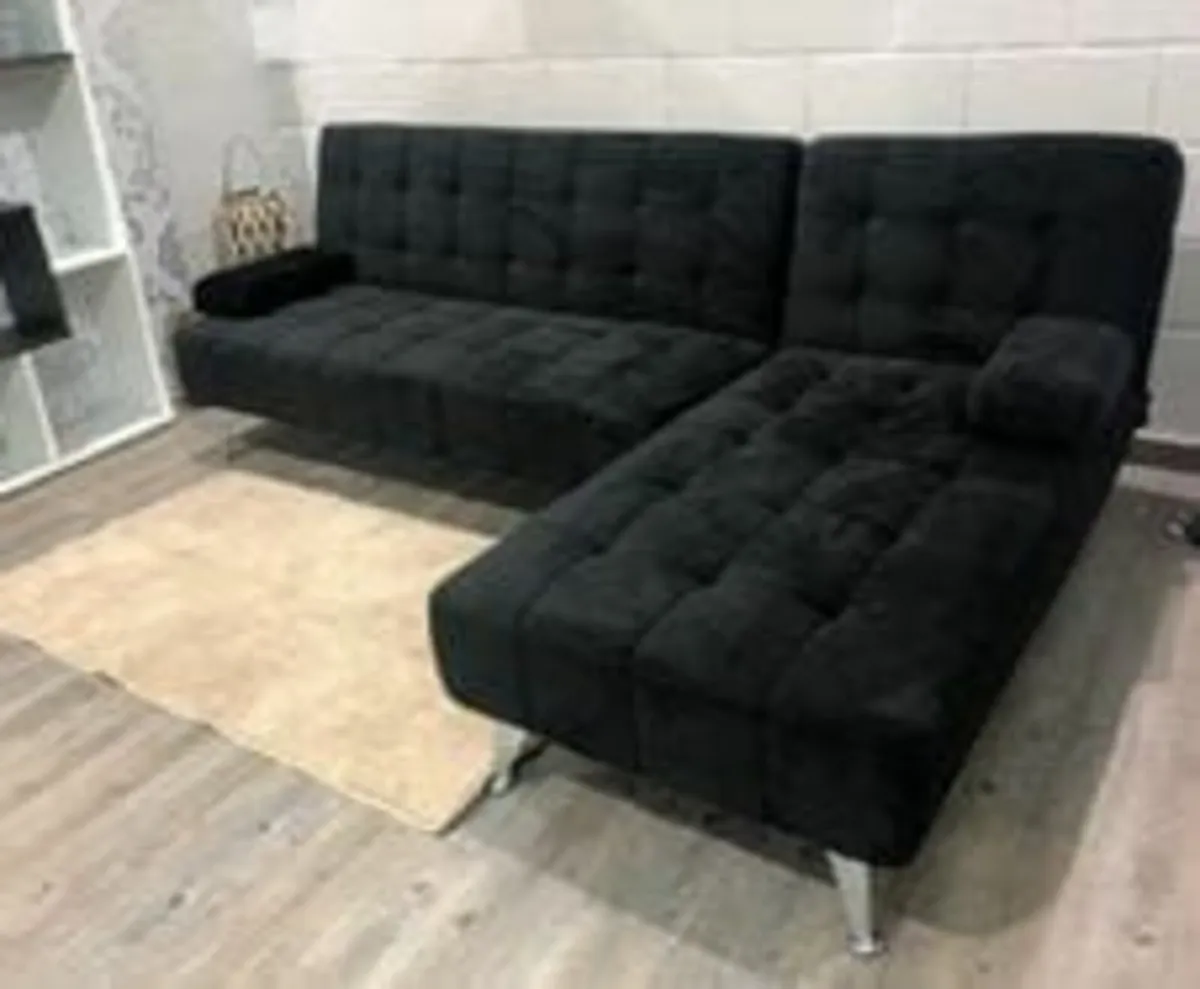 Black Corner Sofa Bed , 236cm Free Delivery - Image 3