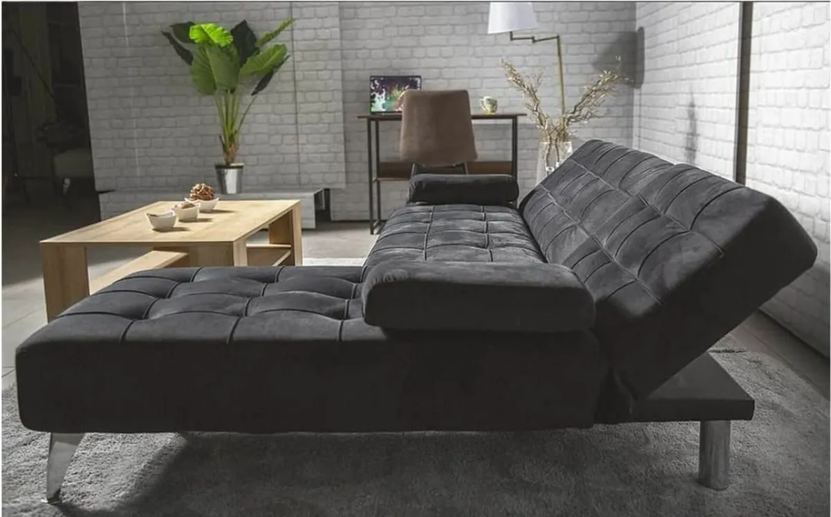 Black Corner Sofa Bed , 236cm Free Delivery - Image 4