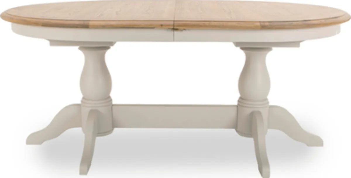 Extendable Oak Dining Table with grey base - Image 4