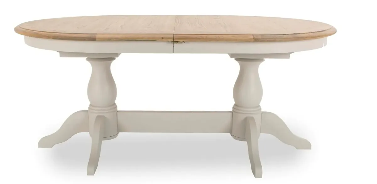 Extendable Oak Dining Table with grey base - Image 2