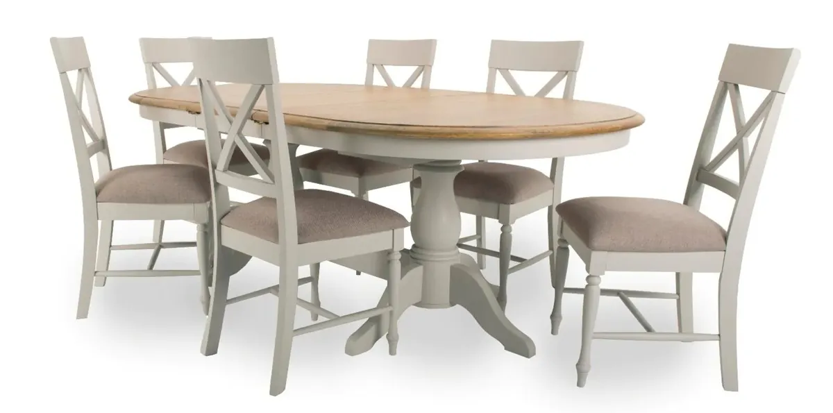 Extendable Oak Dining Table with grey base - Image 3