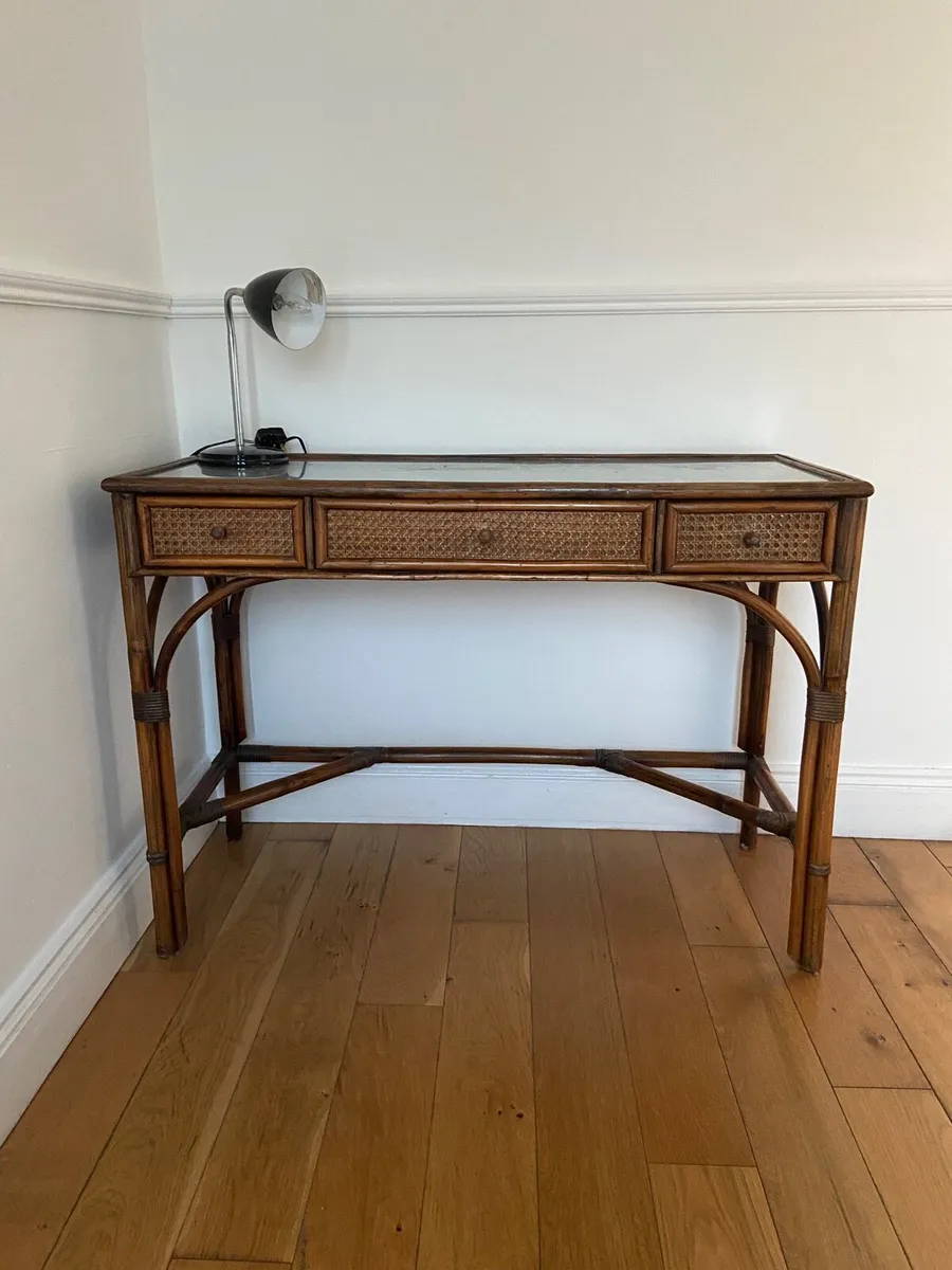 Mid century Italian bamboo Rattan desk - Image 1