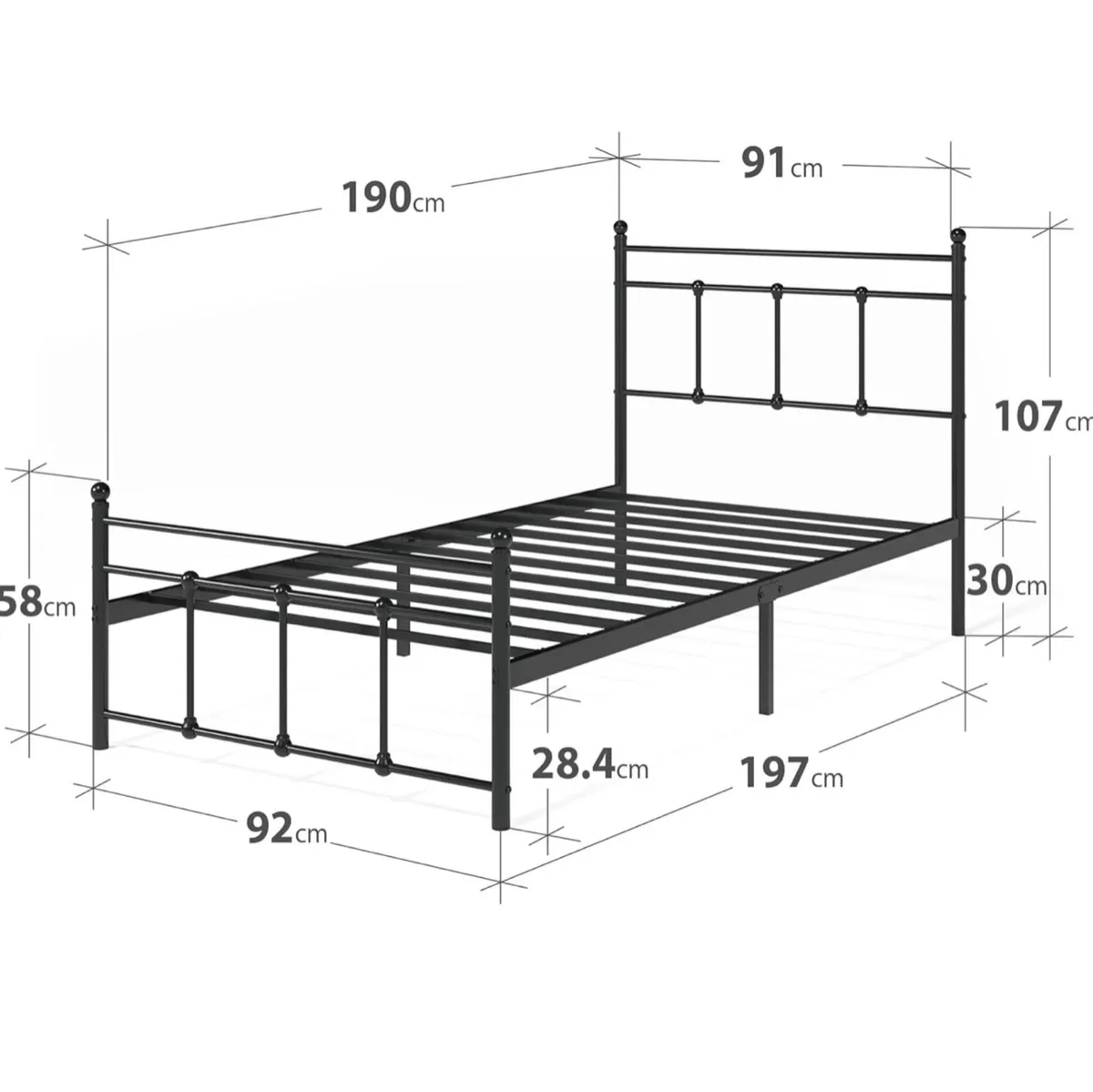 Single Bed Frame - Bed 90x190 cm - Image 2