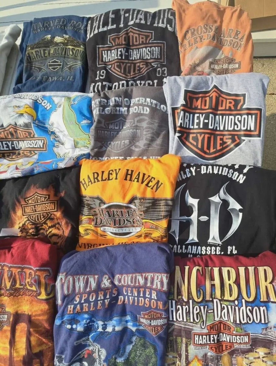 Menge 27 Vintage Harley Davidson Biker T-Shirt 90e - Image 2