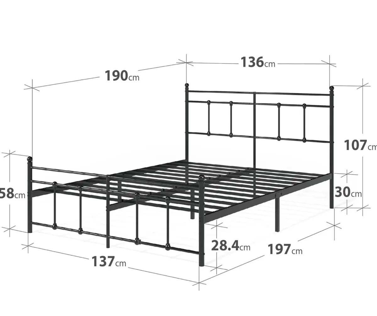 Double Bed frame - Bed 135x190 cm - Image 2