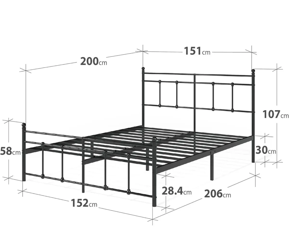 King Size Bed Frame - Bed 150x200 cm - Image 2