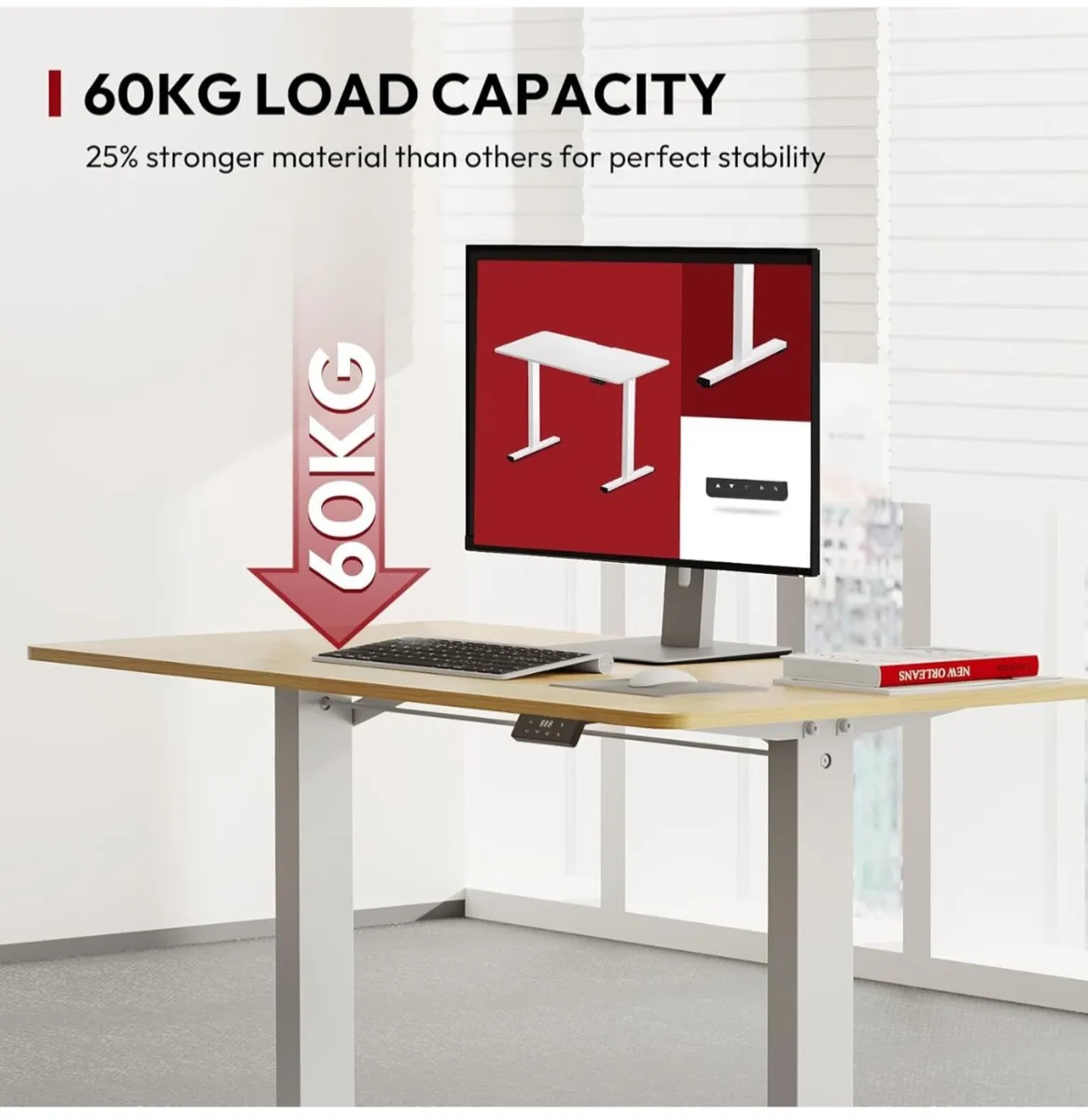 110 x 60 Electric Standing Desk ONE PIECE - Image 4
