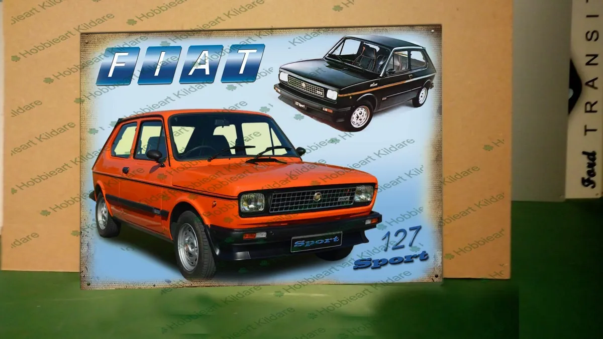 Fiat 127 sport classic car sign - Image 1