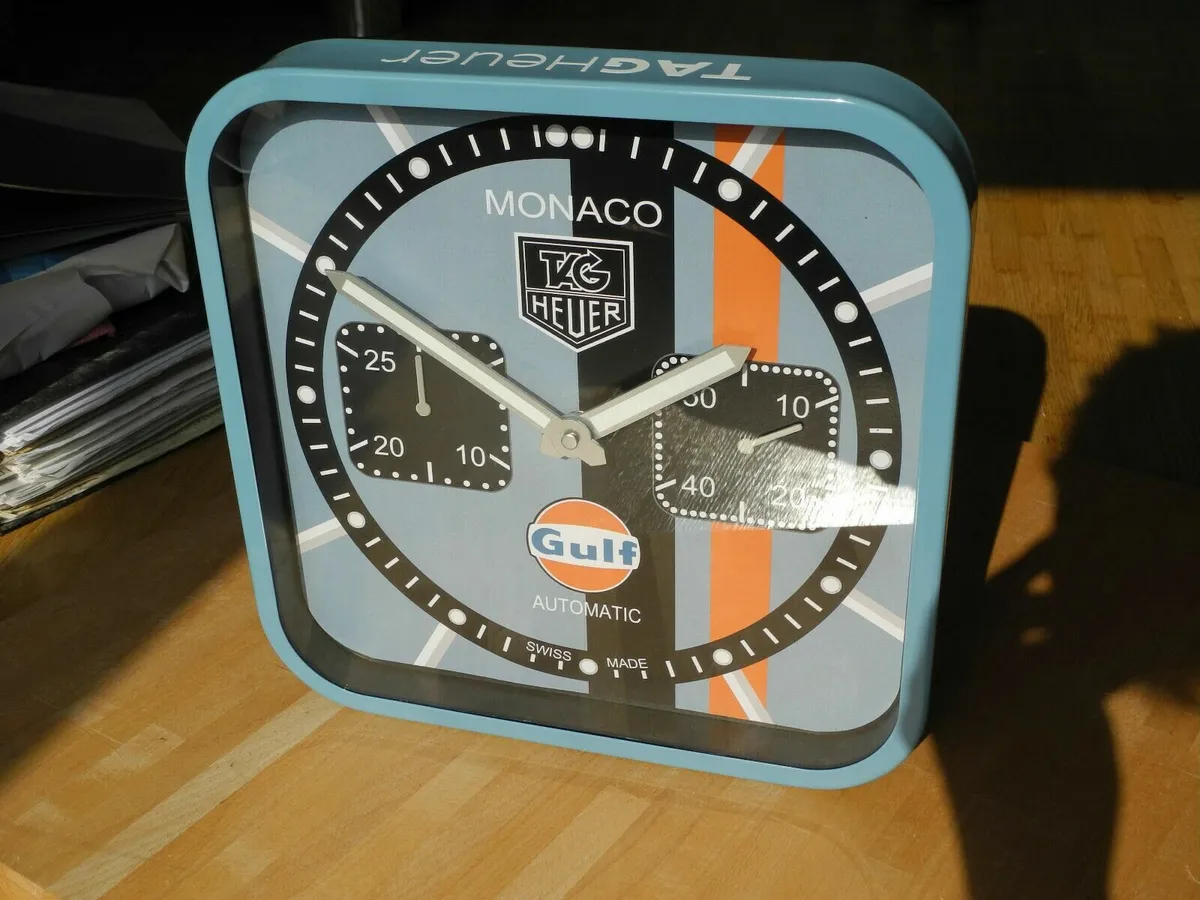 TAG Heuer Monaco Gulf Wall Clock New - Image 1