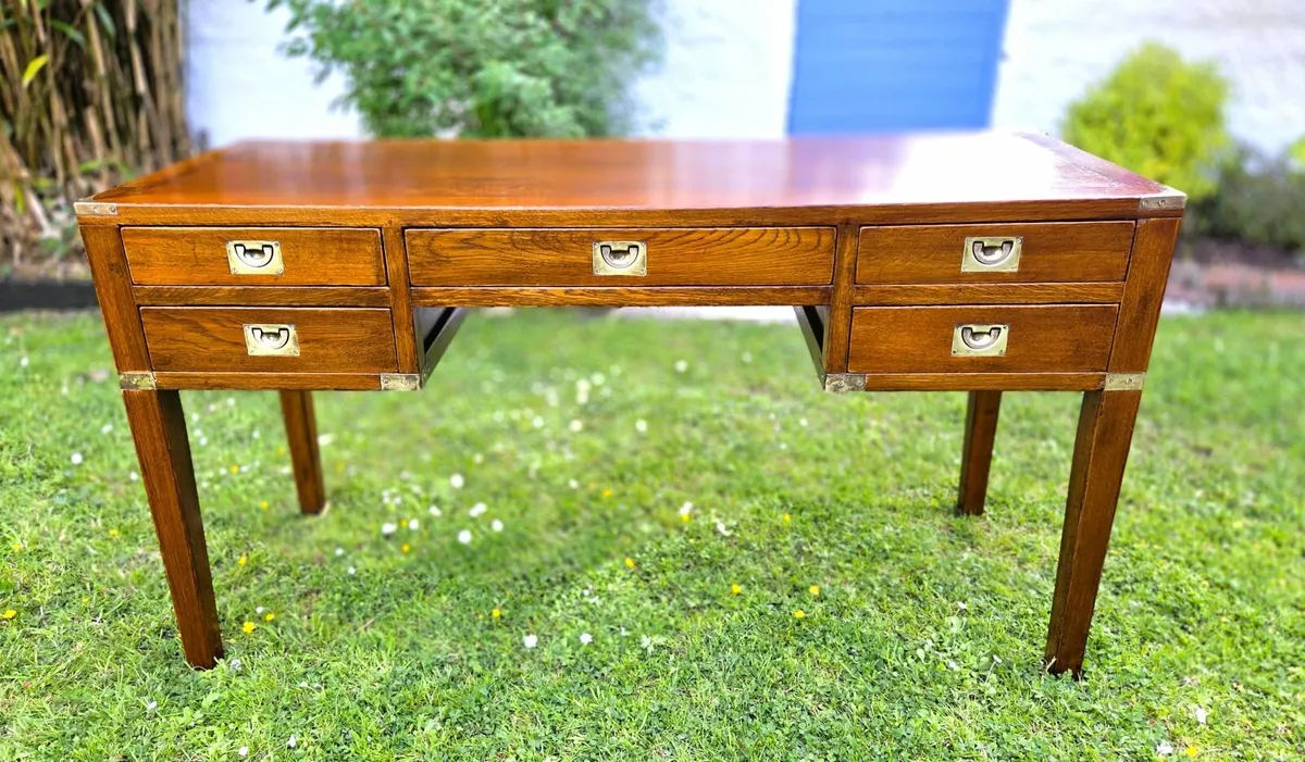 Vintage Oak Campaign Desk - Image 1