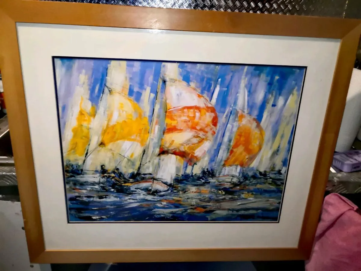 Beautiful large picture in solid wood frame - Image 1