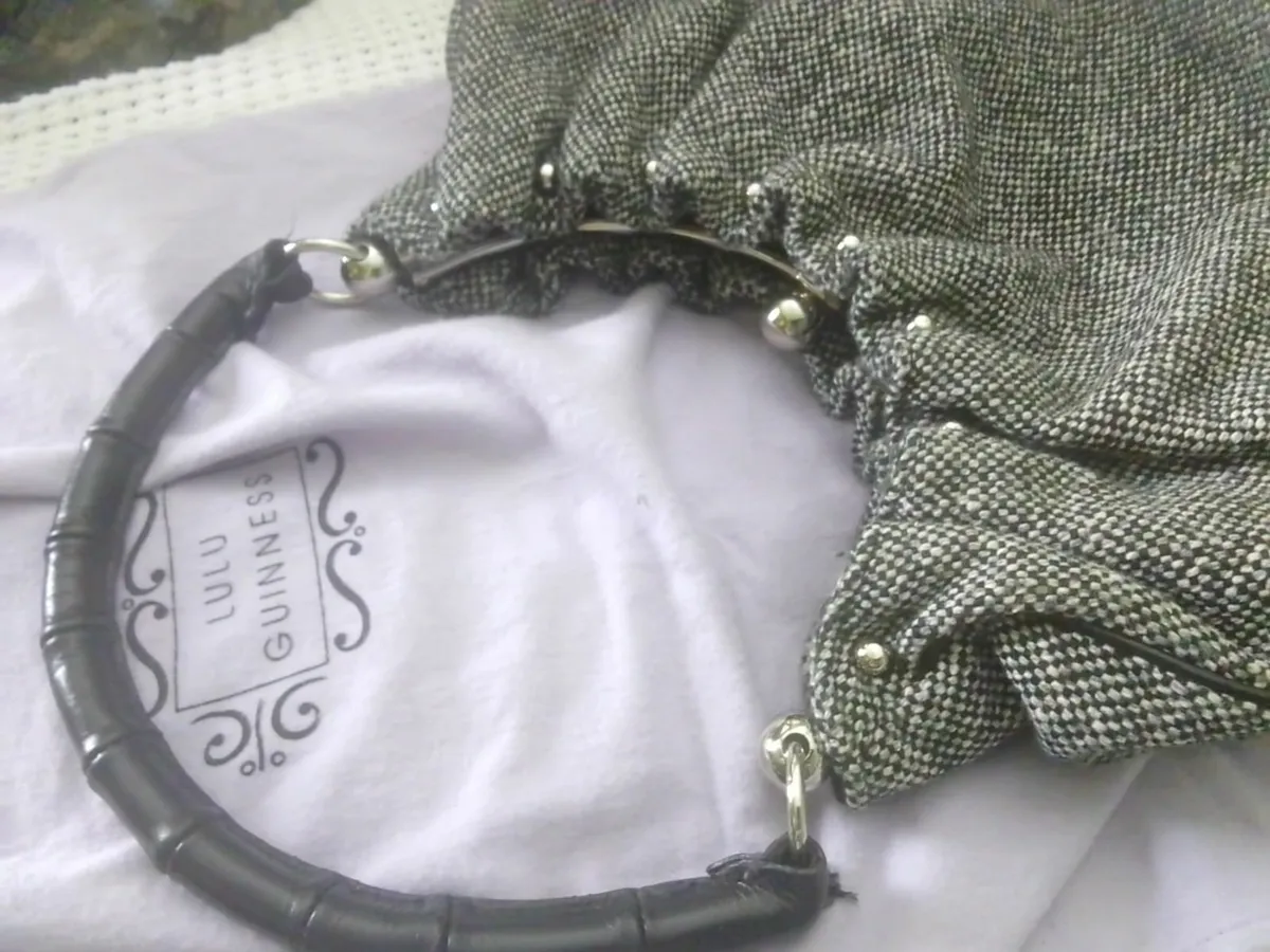 LULU GUINNESS VINTAGE BLACK & WHITE TWEED BAG - Image 1