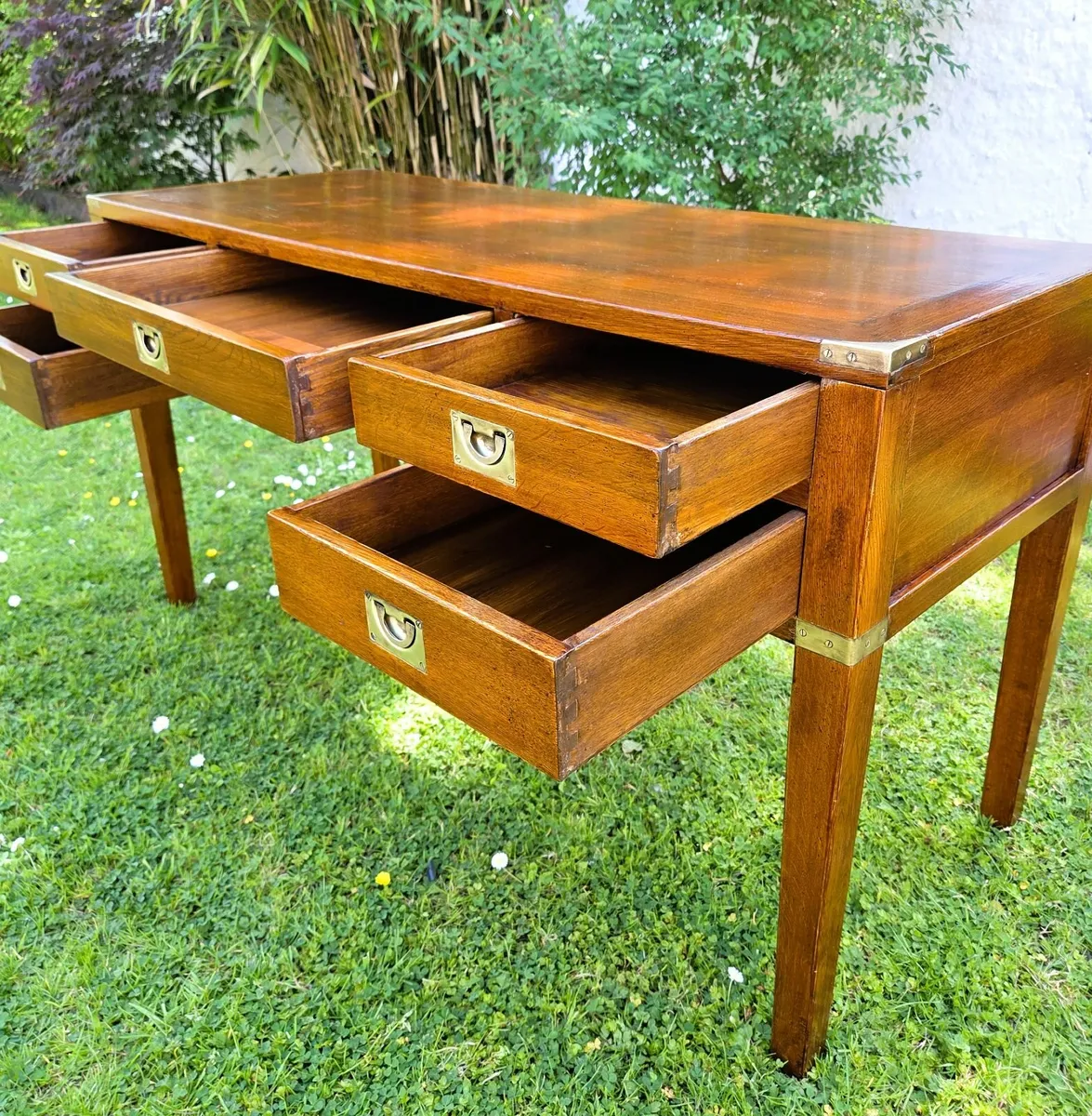Vintage Oak Campaign Desk - Image 4