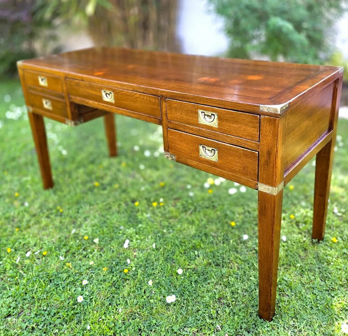 Vintage Oak Campaign Desk - Image 2