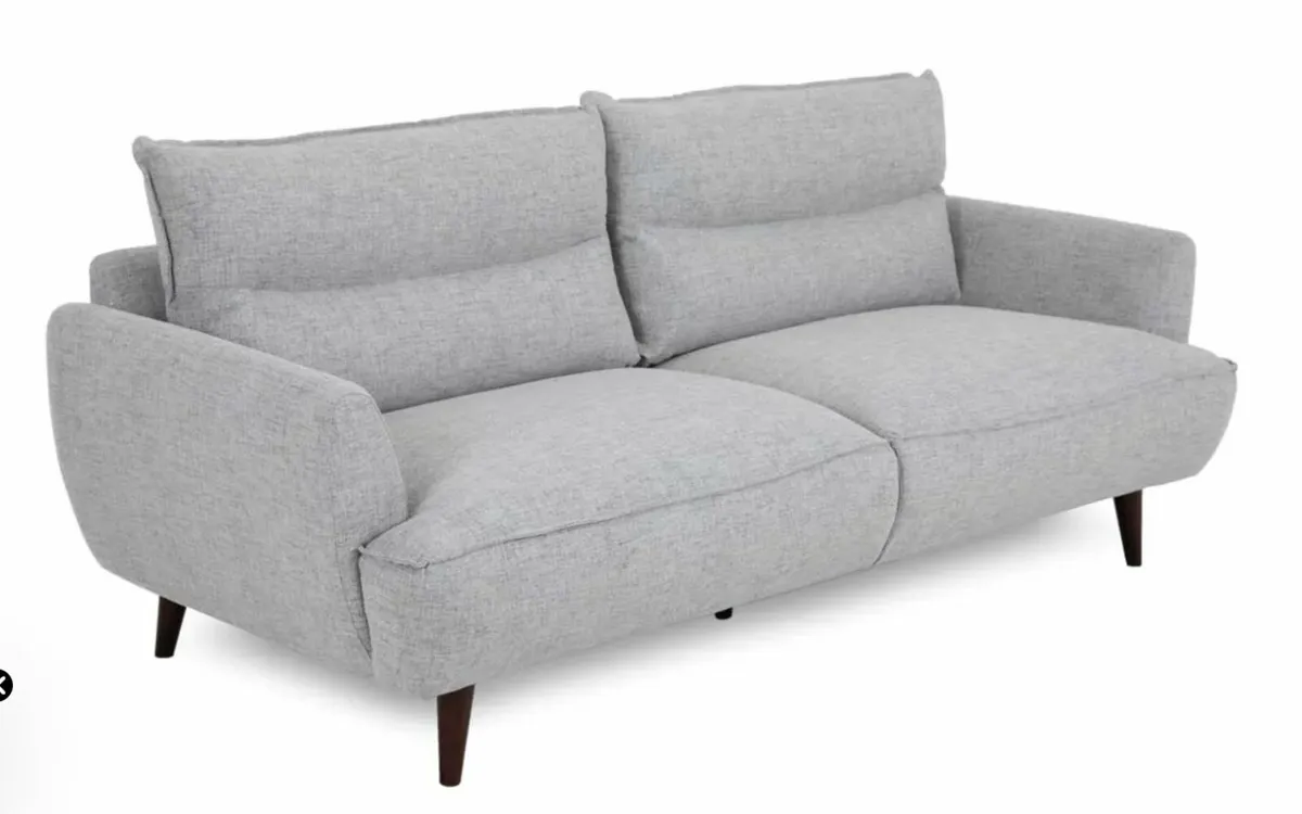 2.5 Seater Silver Fabric Sofa - Marlyn - Brand New - Image 1
