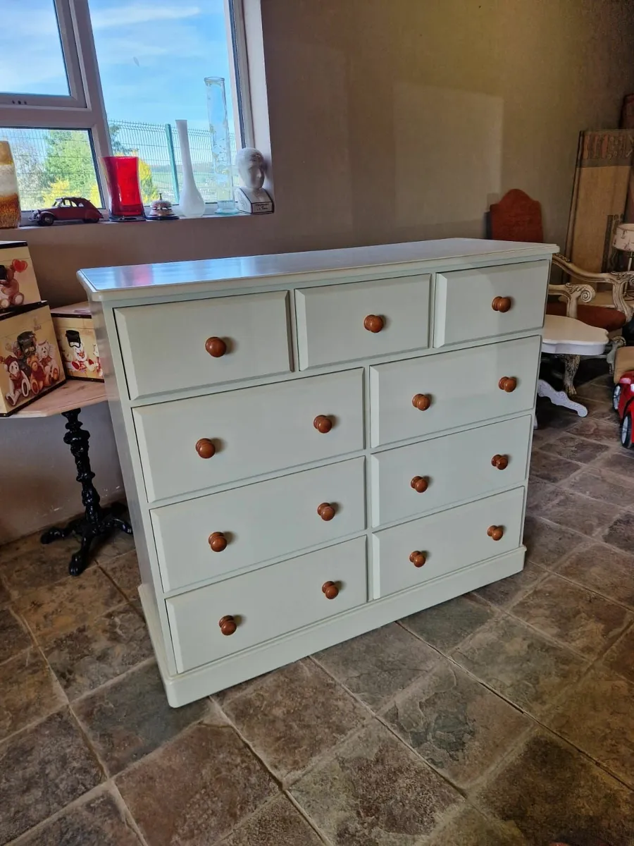 Large vintage pine bank of drawers - Image 1