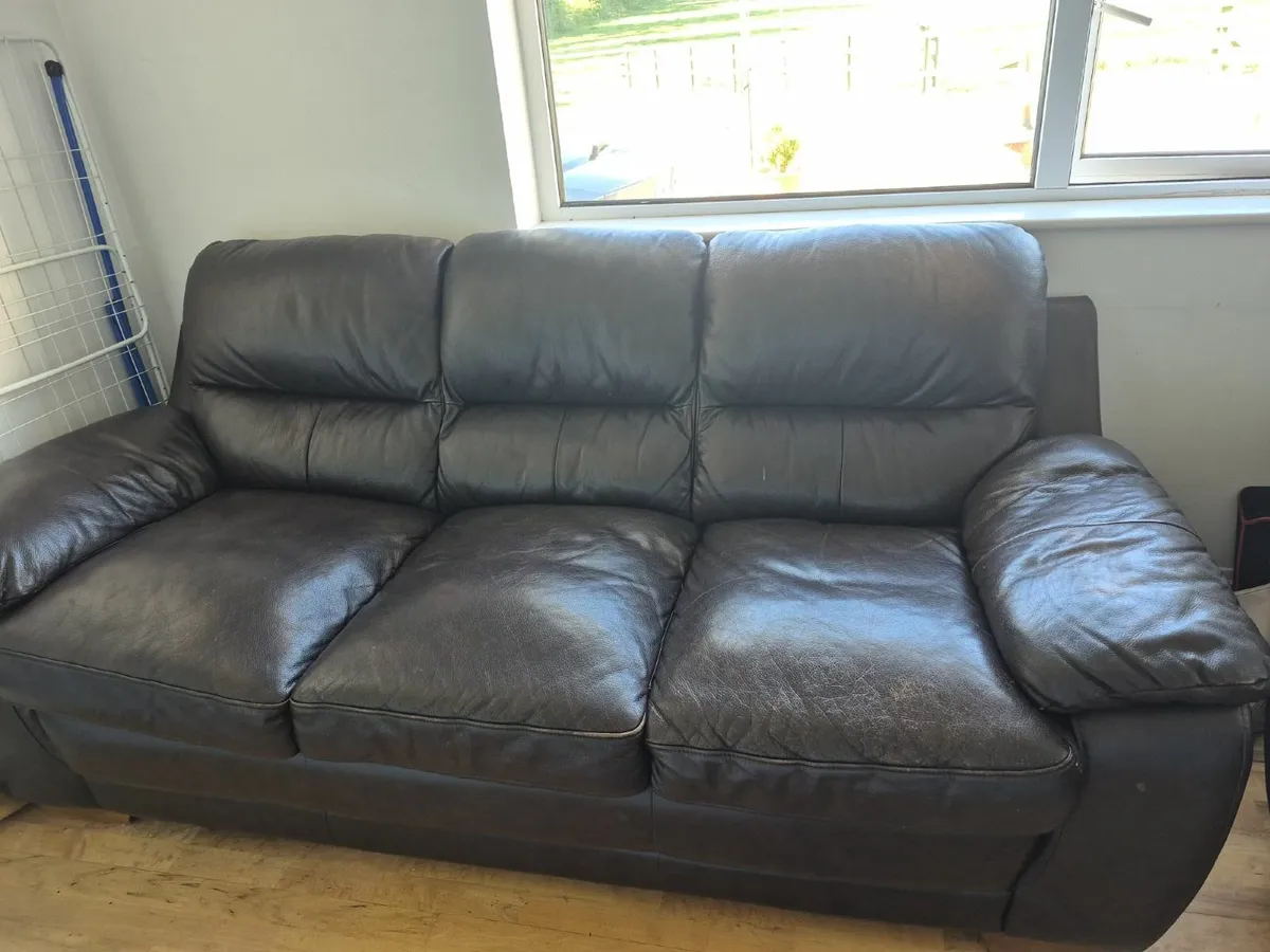 3 2 1 Brown Leather Couch - Image 1