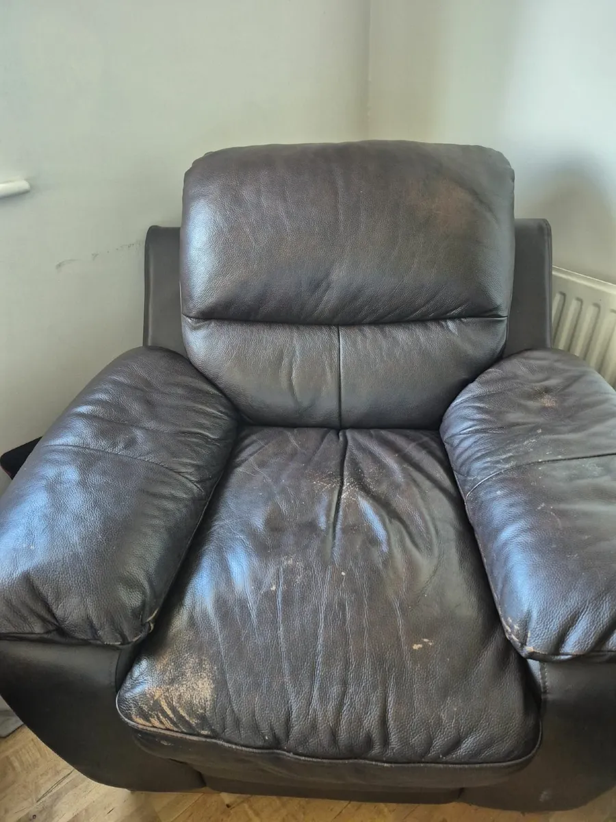 3 2 1 Brown Leather Couch - Image 3