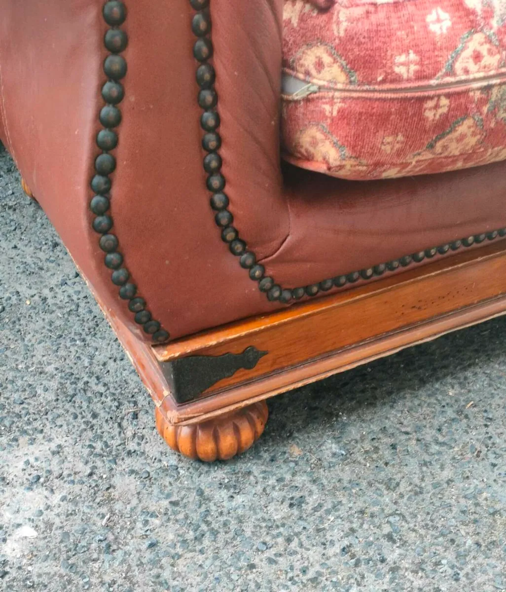 2 Klaussner leather and cloth Sofa. Both same size - Image 2