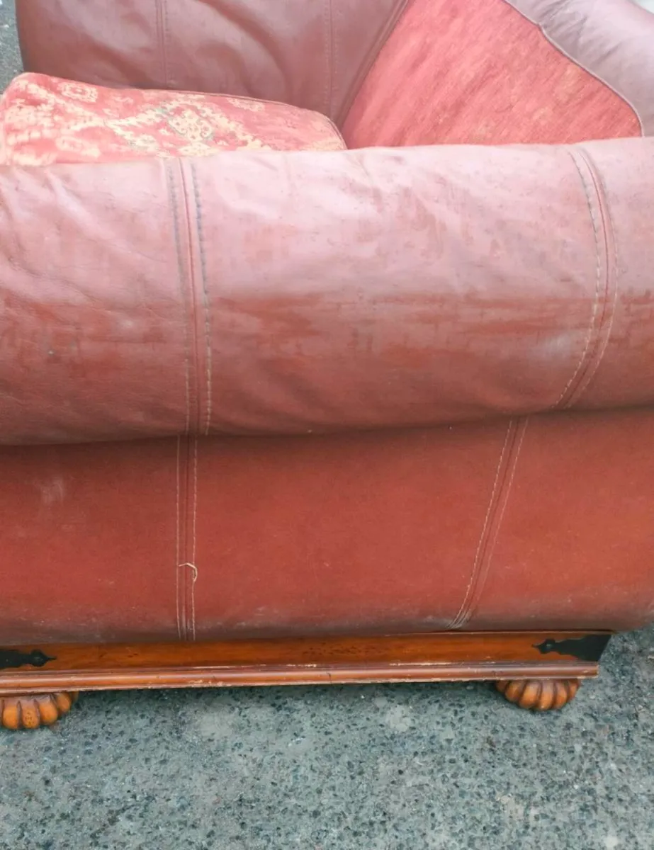 2 Klaussner leather and cloth Sofa. Both same size - Image 4