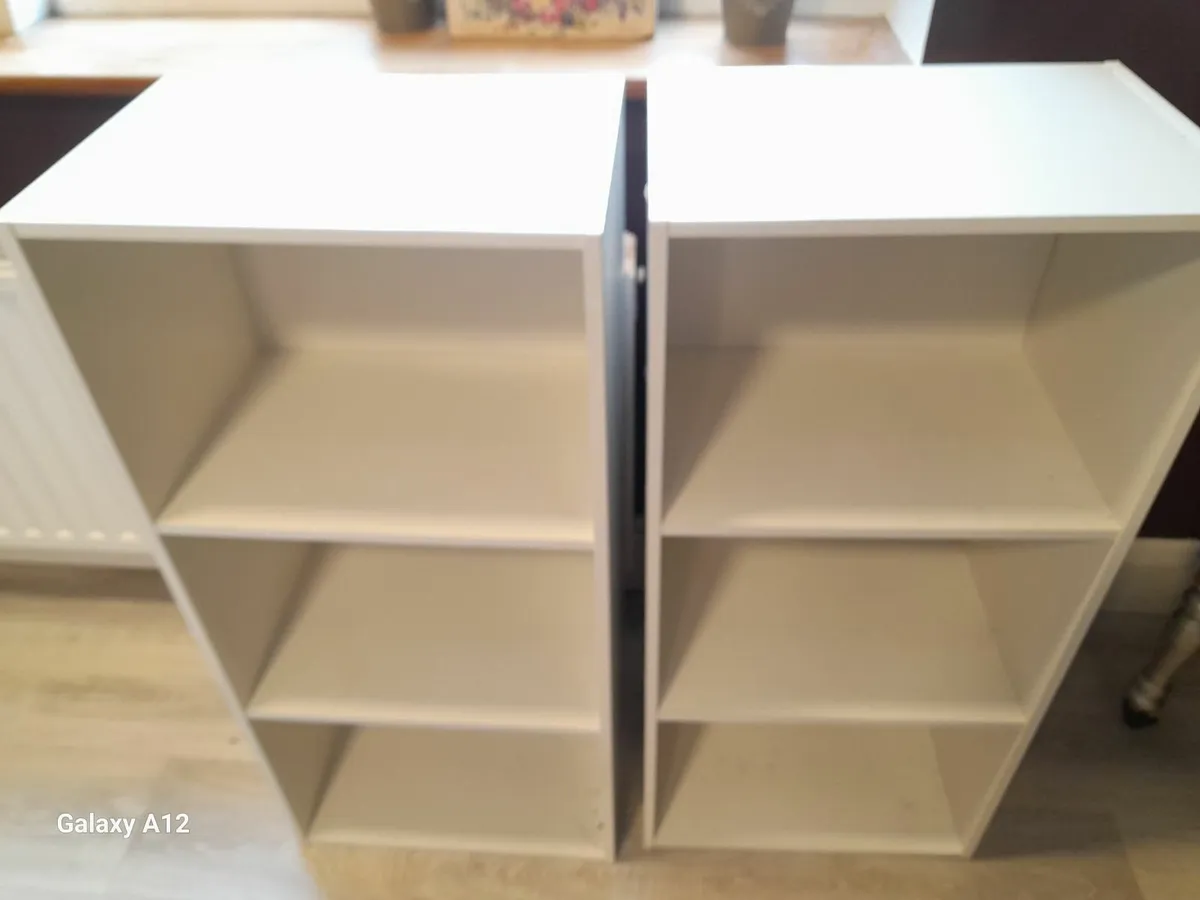 Two white bookcases/display units - Image 1