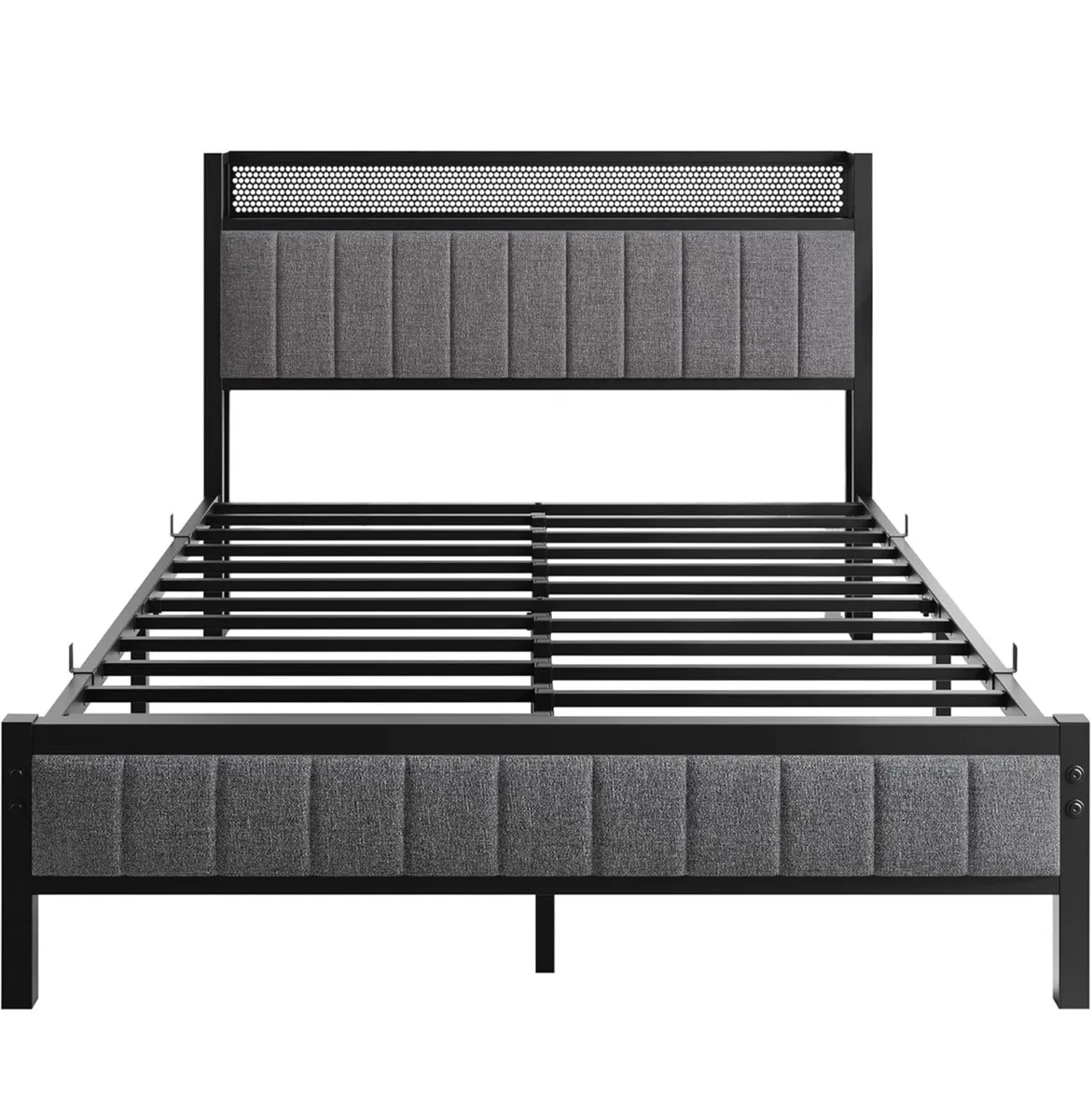 Double Bed Frame with Wooden Storage Headboard - Image 2