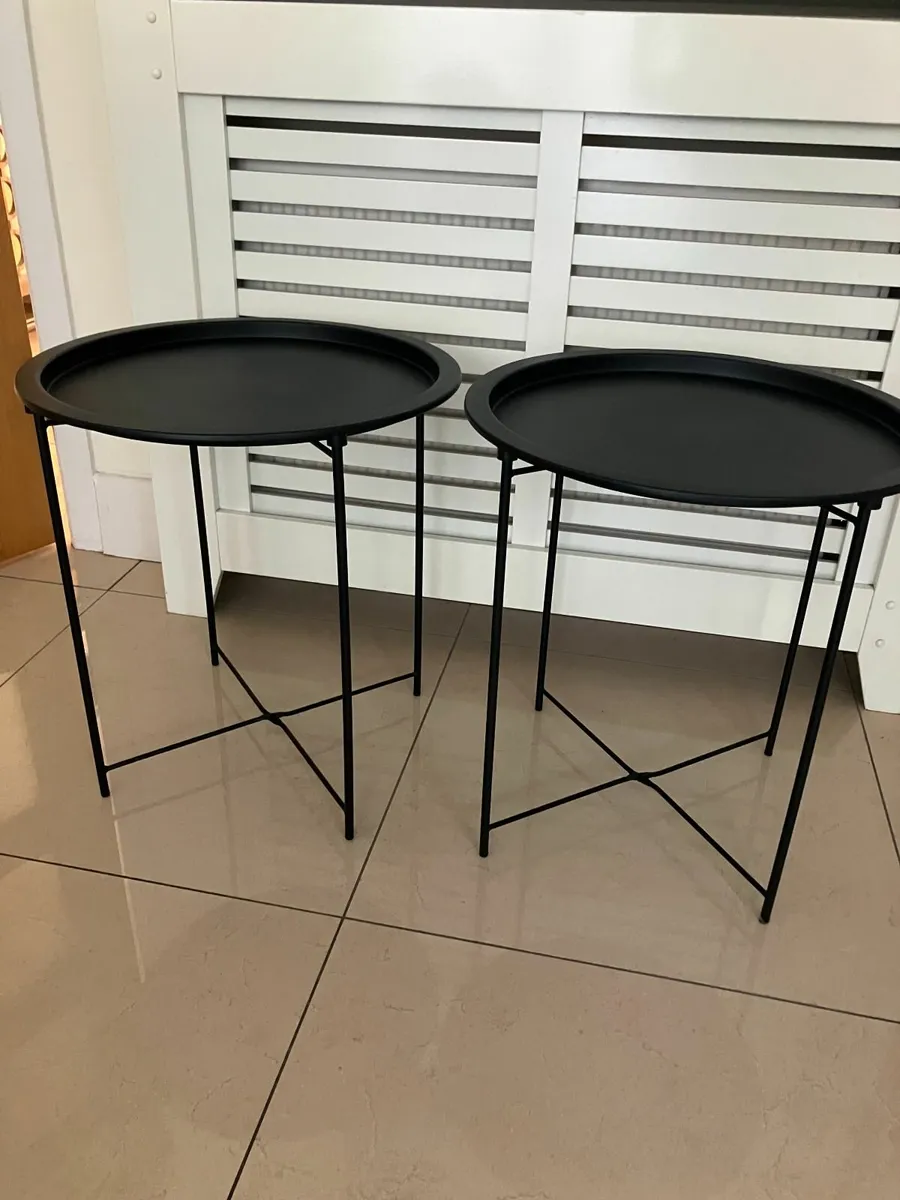 New 2 Black Metal Tray Tables - Image 1