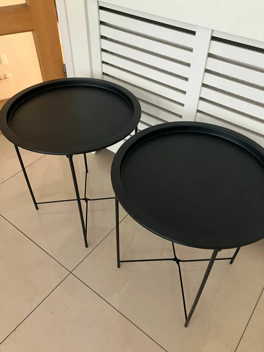 New 2 Black Metal Tray Tables - Image 2