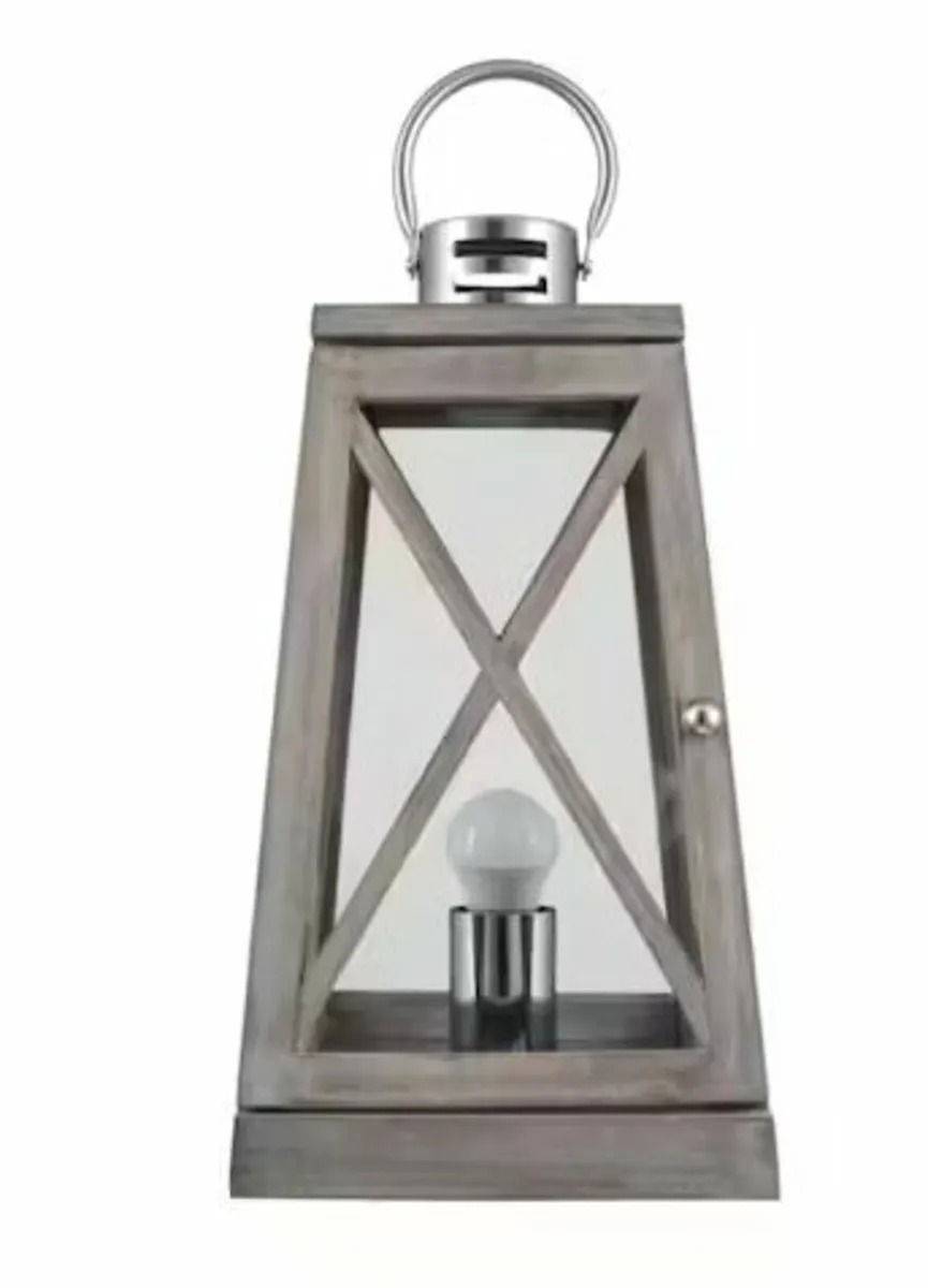 Plug in Washed Wood Lantern - Image 1
