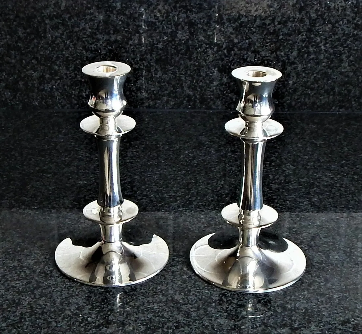 Pair of Heavy Chrome  Candlesticks - Image 1