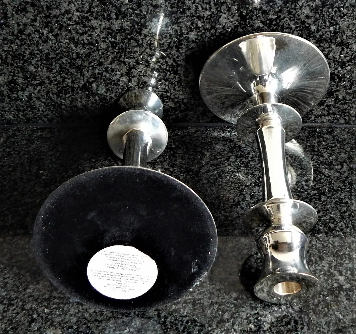 Pair of Heavy Chrome  Candlesticks - Image 2