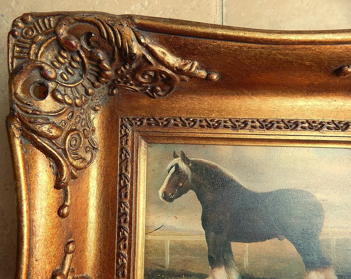 Vintage Oleograph Print in Ornate Wood Gilt Frame - Image 2