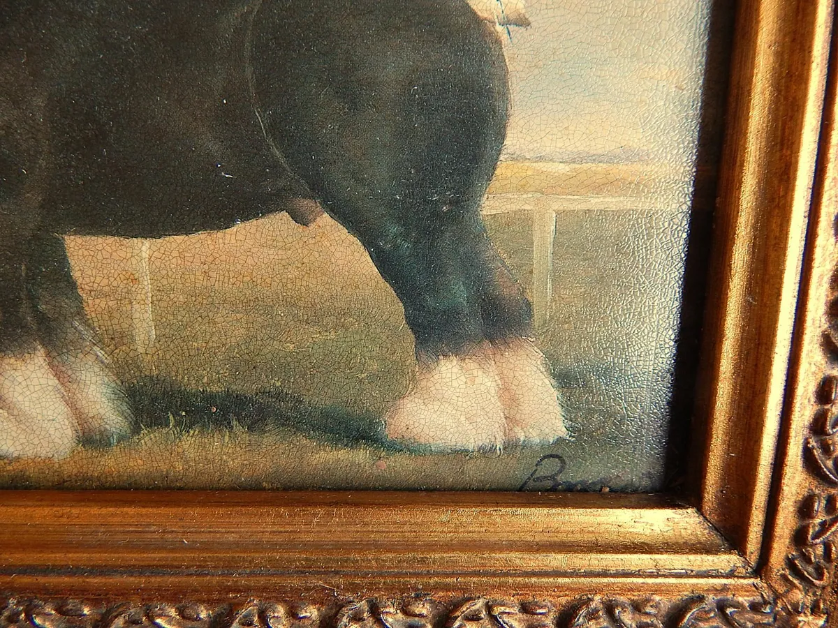 Vintage Oleograph Print in Ornate Wood Gilt Frame - Image 3