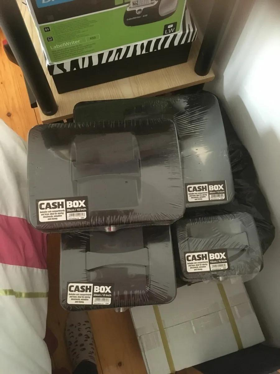 NEW SEALED Set of 4 Cash Boxes with Keys - Image 2