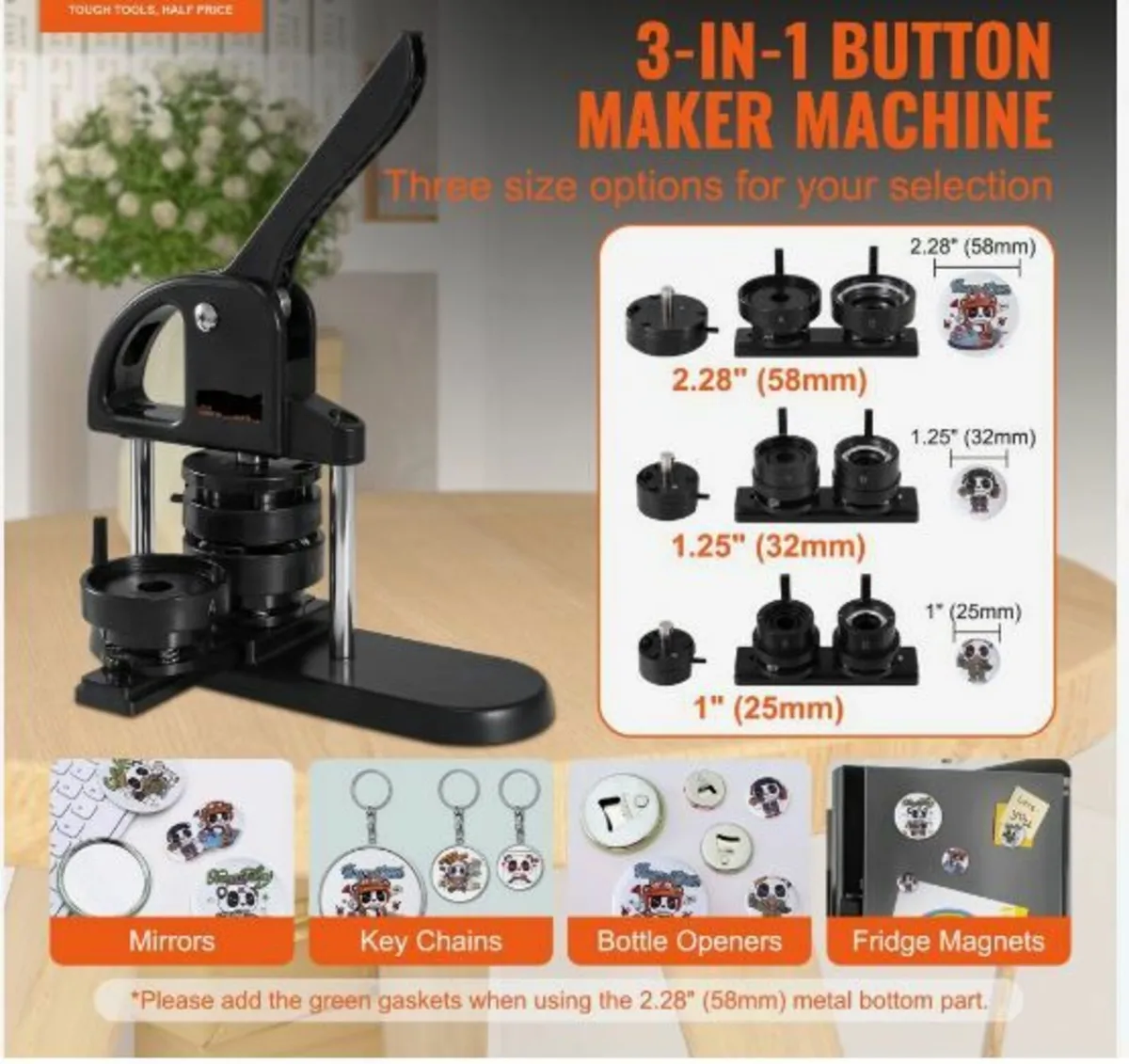 Button Maker Machine, 1/1.25/2.28 inch(25/32/58mm - Image 2