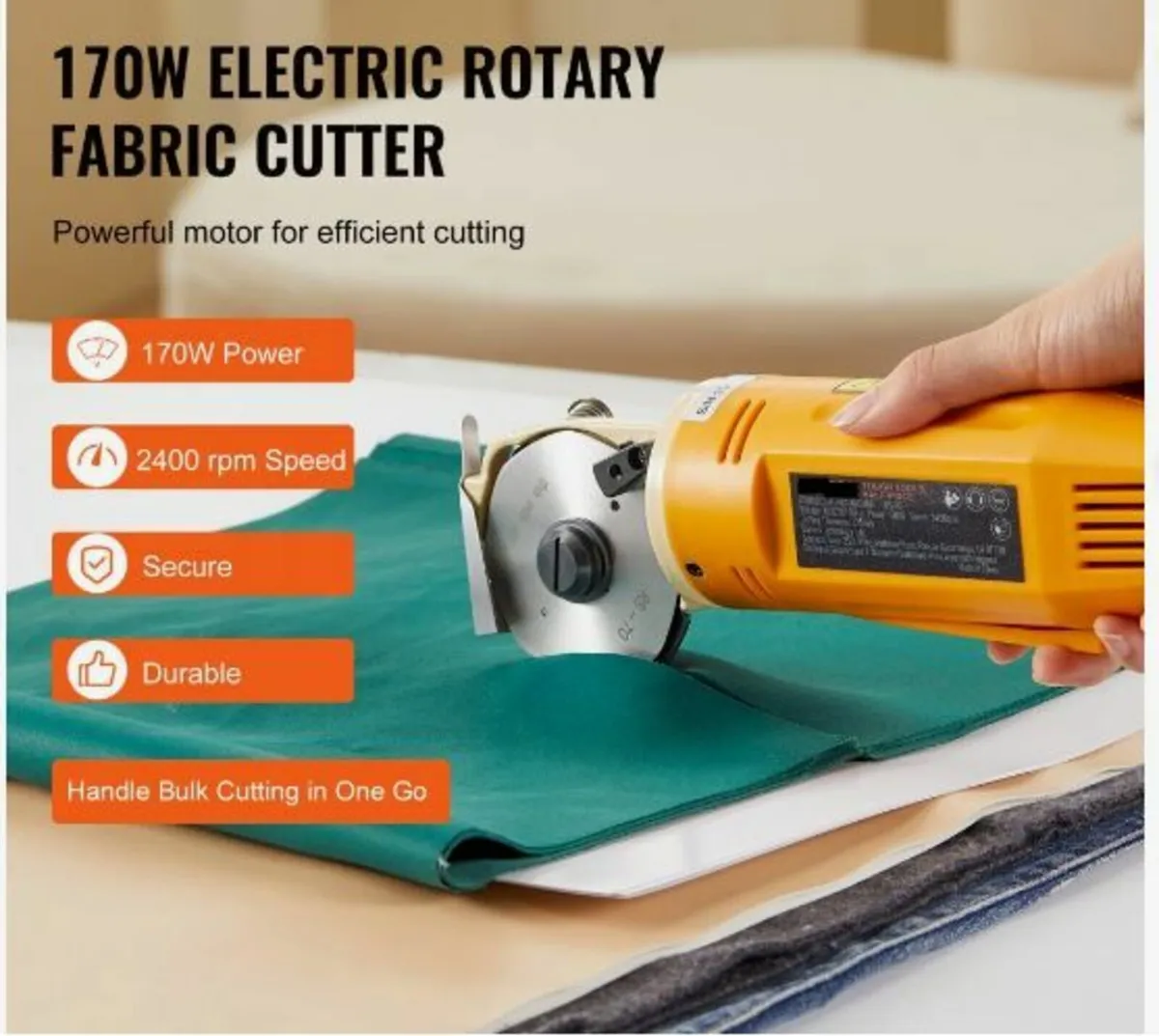 Fabric Cutter 170W Electric Rotary Fabric - Image 3