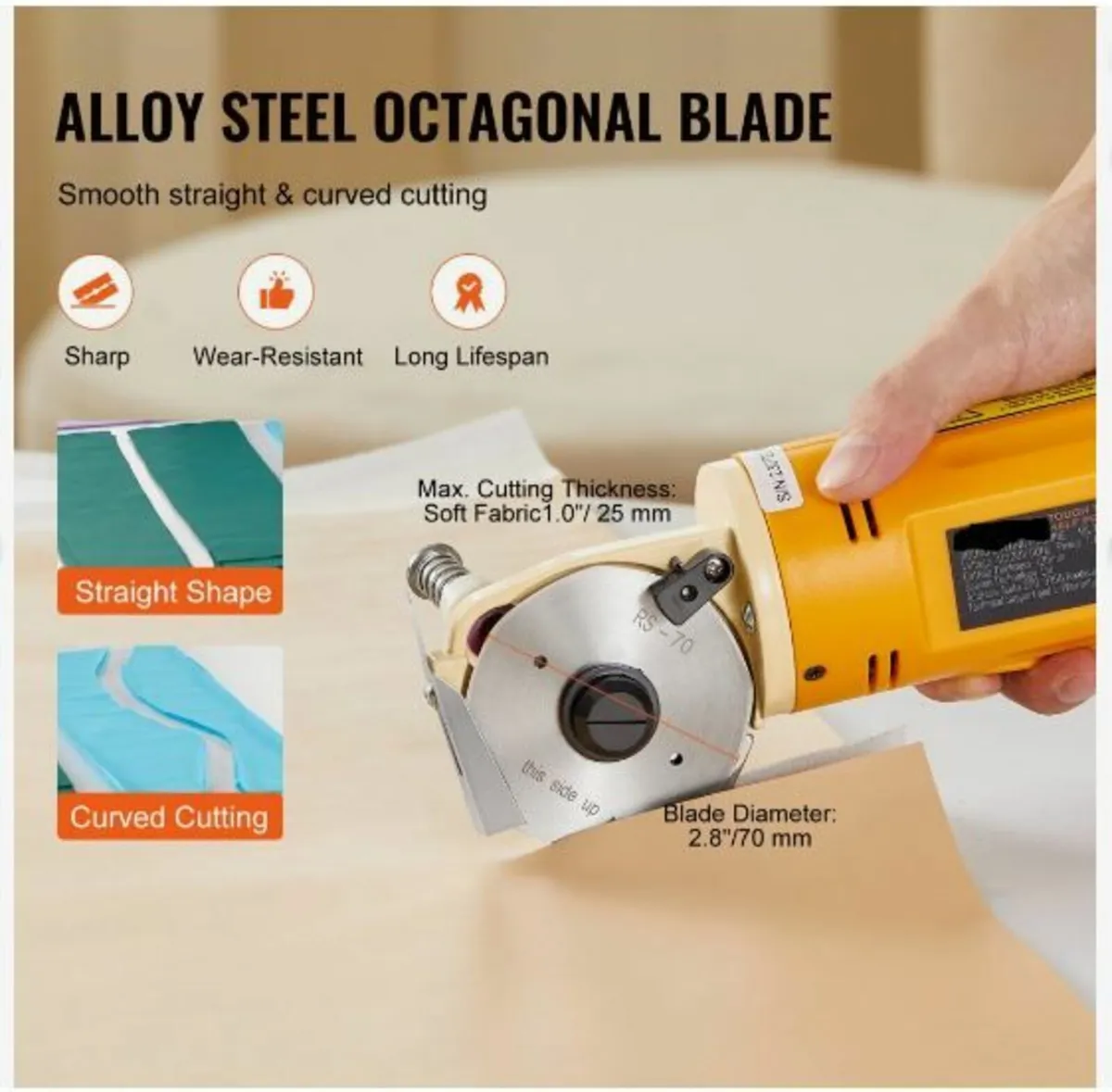 Fabric Cutter 170W Electric Rotary Fabric - Image 4
