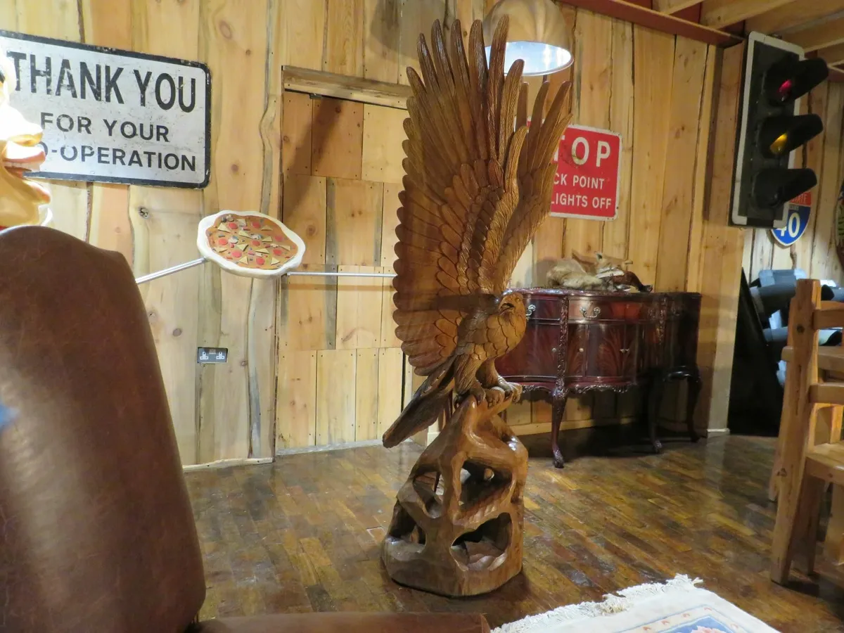 Lifesize Solid Teak  Eagle  (6'3" High) - Image 4