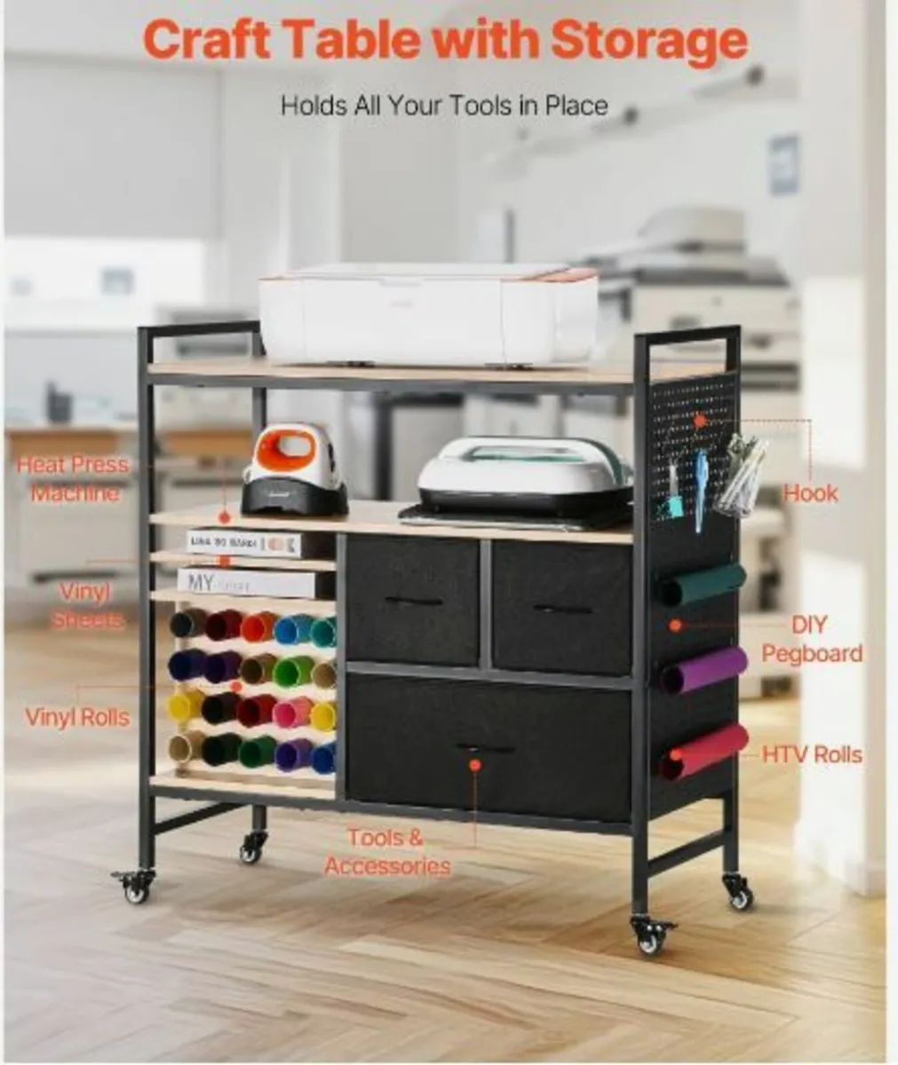 Rolling Craft Cart and Storage Table - Image 2