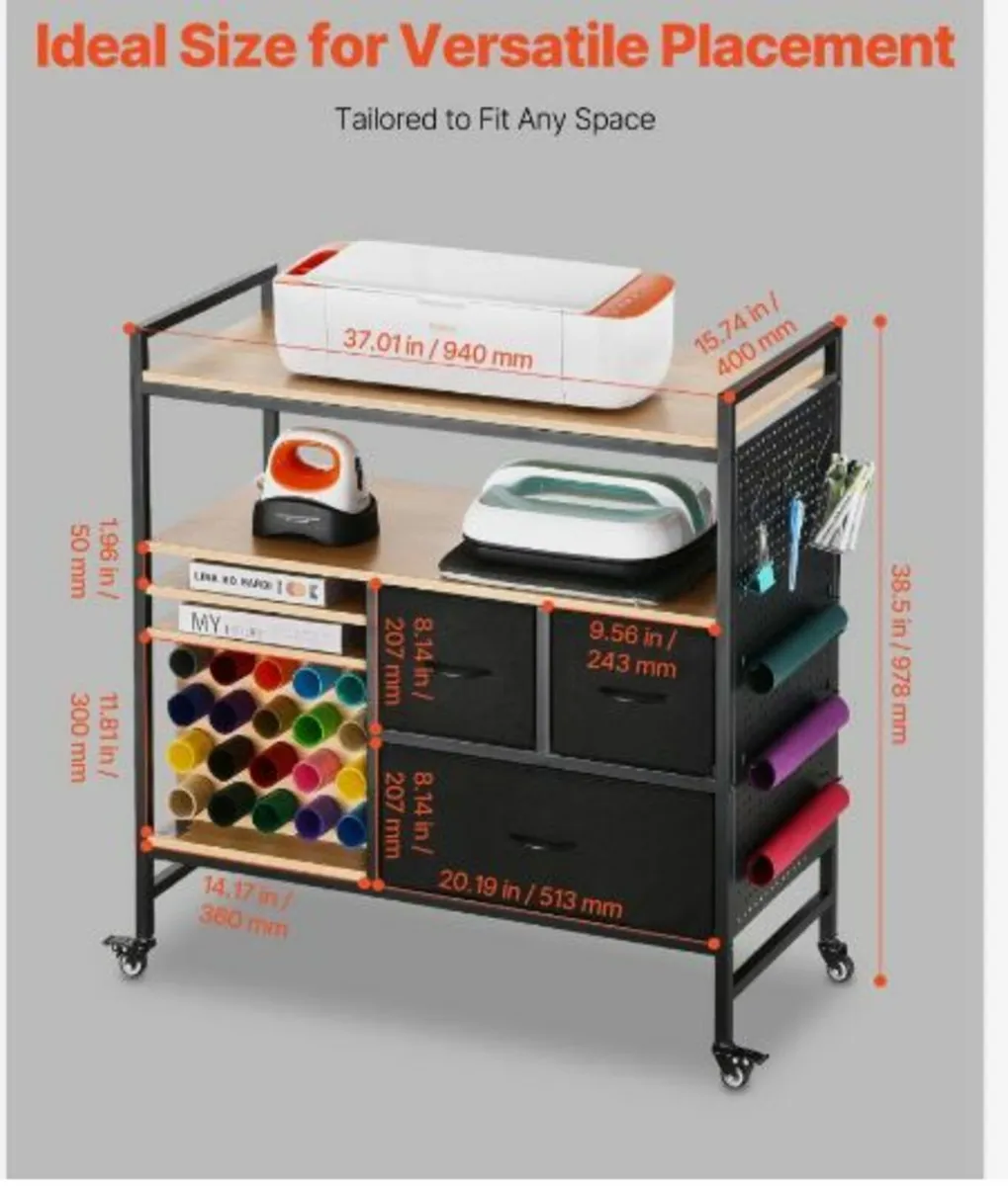 Rolling Craft Cart and Storage Table - Image 3
