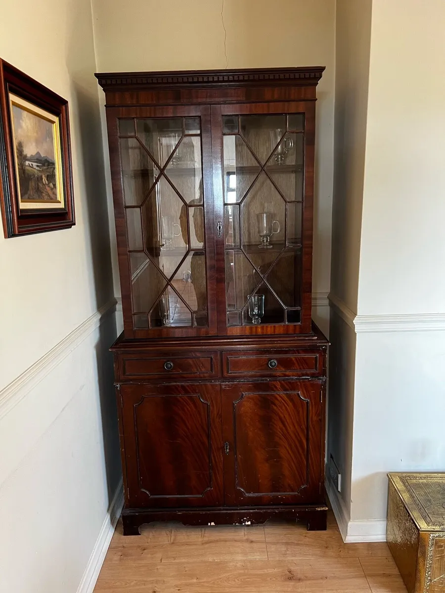 Antique Mahogany Display Cabinet with Glass Doors - Image 1