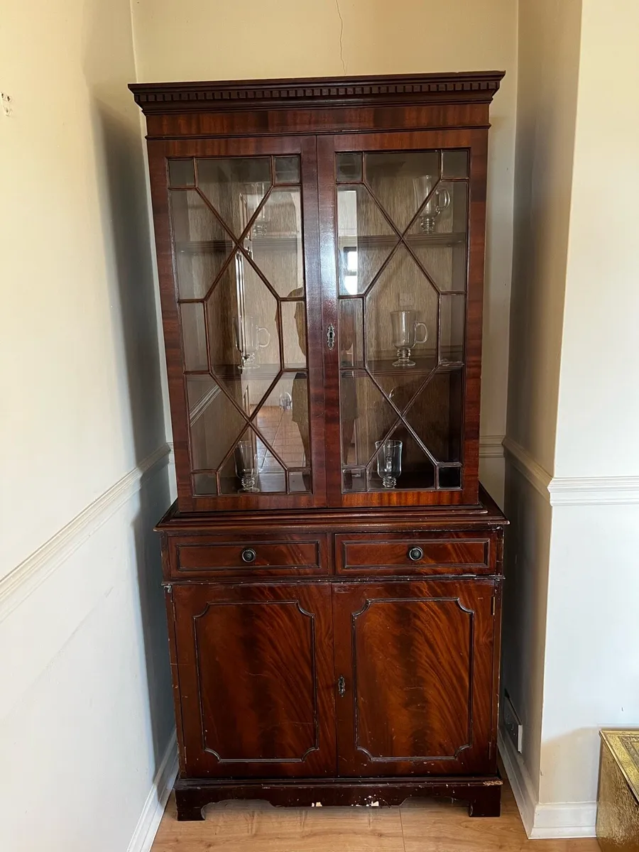 Antique Mahogany Display Cabinet with Glass Doors - Image 2