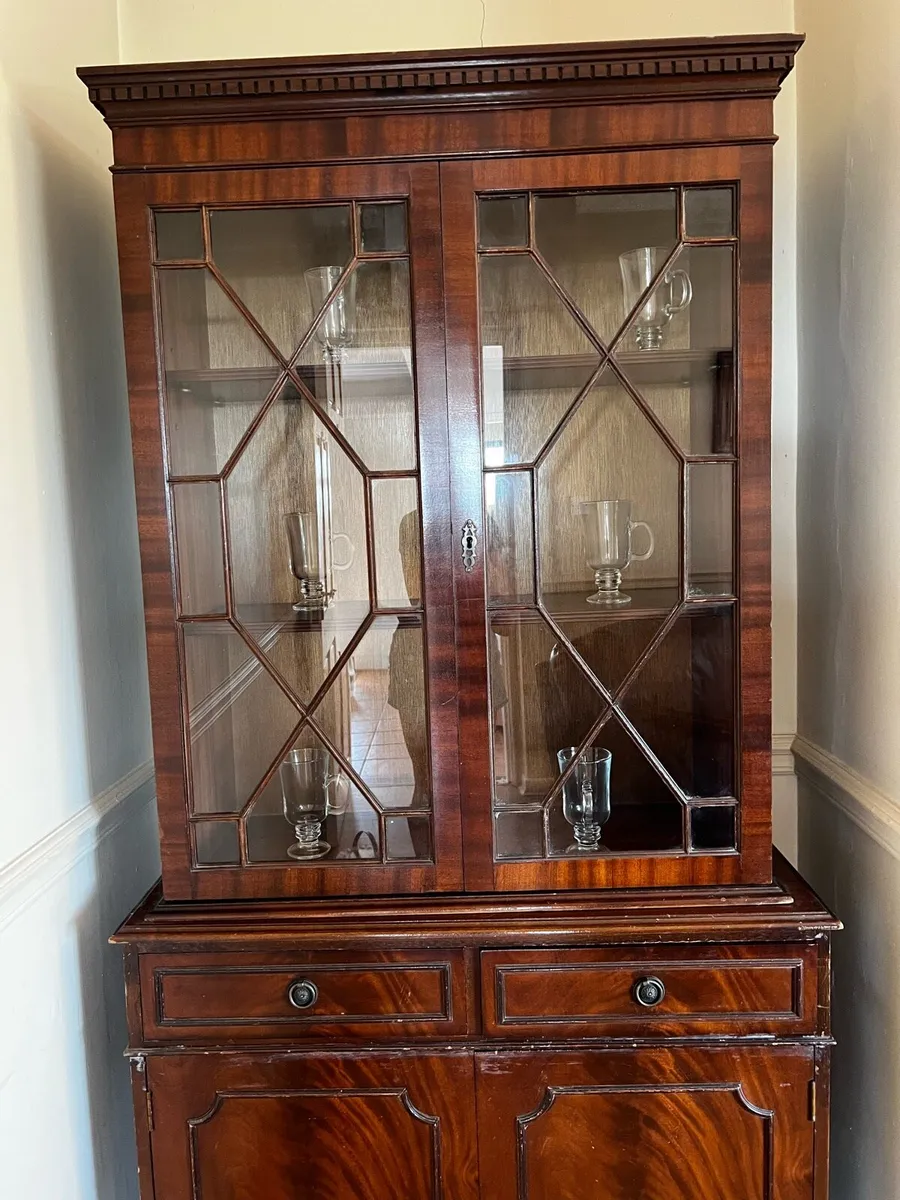 Antique Mahogany Display Cabinet with Glass Doors - Image 3