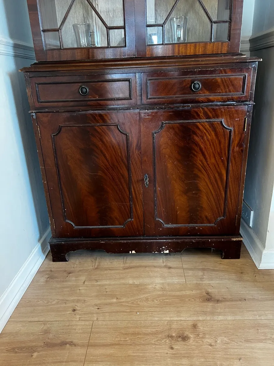 Antique Mahogany Display Cabinet with Glass Doors - Image 4