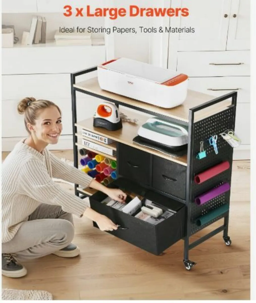 Rolling Craft Cart and Storage Table - Image 4