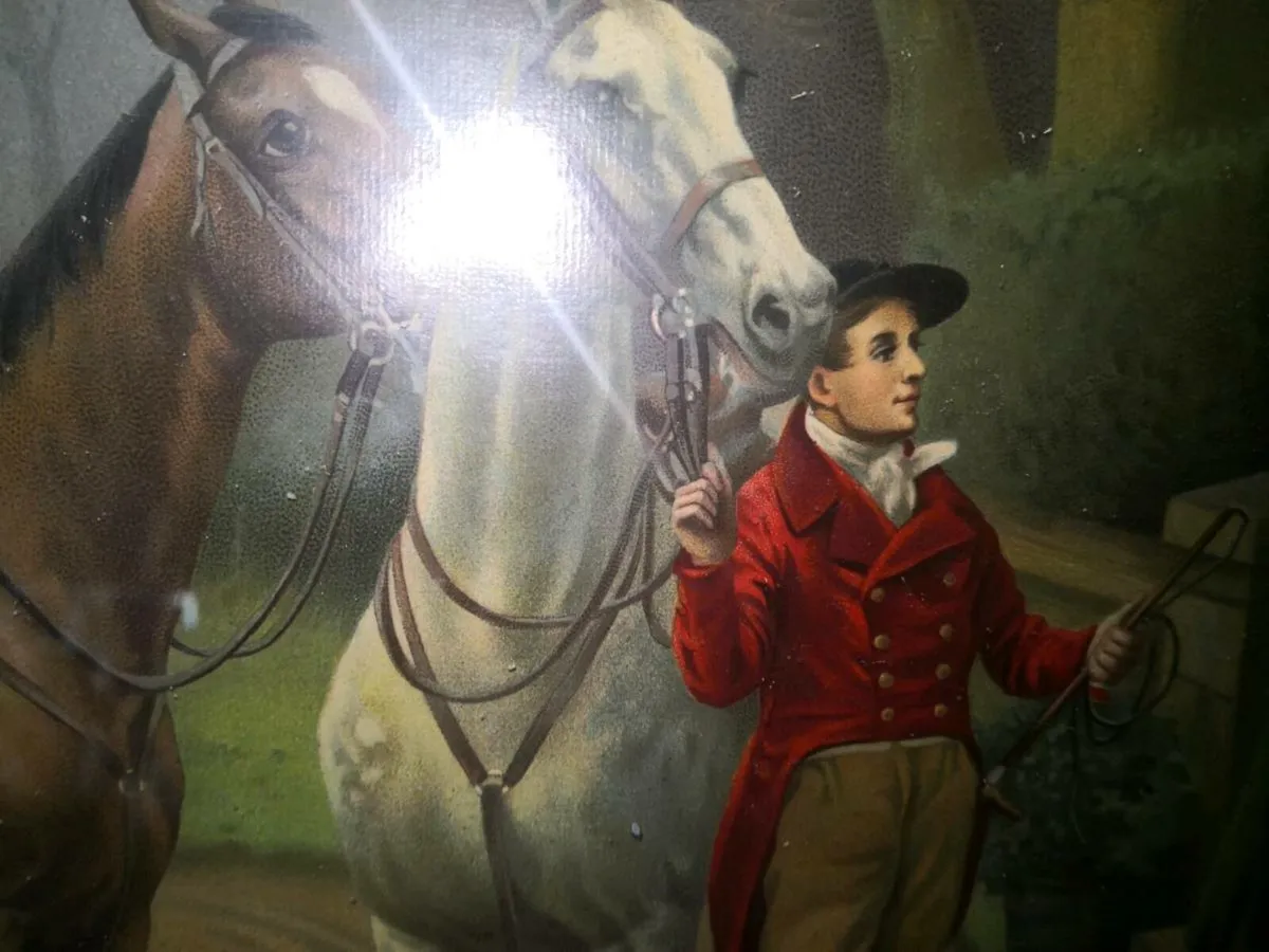 Antique oil print on canvas - Image 2