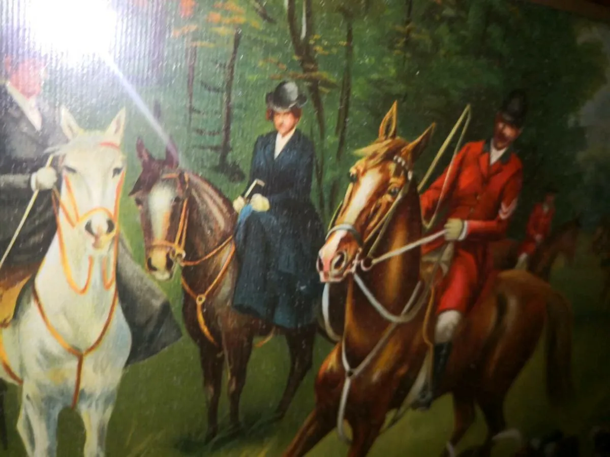 Antique oil print on canvas - Image 2