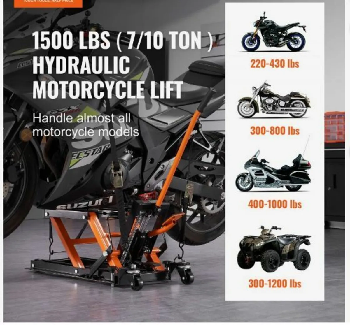 Motorcycle Hydraulic Pump Jack 1500 - Image 3