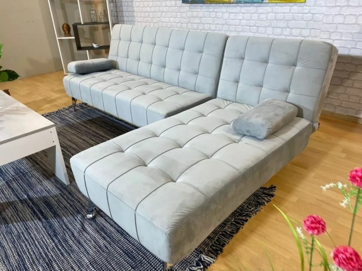 Grey Corner Sofa Bed , 236cm - Free delivery - Image 2