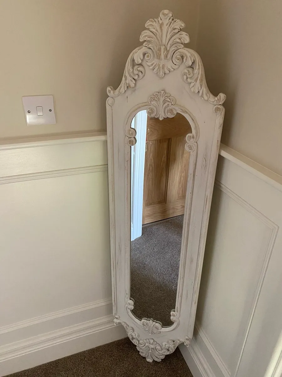 White Ivory Long Wall Decorative Mirror - Image 1